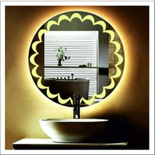 Dnr-Mirror55 Cm Günışığı Ledli Tasarım Kumlamalı Banyo Aynası Makyaj Aynası Işıklı Ayna