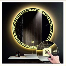 Dnr-MirrorDnr-Mirror 80 cm Günışığı Ledli Tasarım Kumlamalı Dokunmatik Tuşlu Banyo Aynası Makyaj Aynası Işıklı Ayna