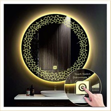 Dnr-Mirror90 Cm Günışığı Ledli Tasarım Kumlamalı Dokunmatik Tuşlu Banyo Aynası Makyaj Aynası Işıklı Ayna
