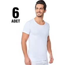 Seher Yıldızı Seher Beyaz Penye Bisiklet Yaka Erkek Atlet 6'lı