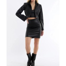 Suhis Siyah, Suni Deri Beli Lastikli Dar Mini Etek