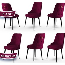 Canisa Concept Enoa Serisi Babyface Kumaş Siyah Gürgen Ayaklı 6 Adet Sandalye Gold Halkalı