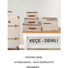 Winbox Hastane Çıkışı 6 Parça Bavul Valiz Düzenleyici Organizer Derili Keçe Kahve