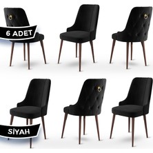 Canisa Concept Enoa Serisi  Babyface Kumaş Ceviz Gürgen Ayaklı 6 Adet Sandalye Gold Halkalı