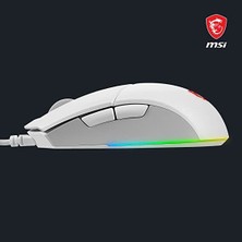 Msı Clutch GM11 White Oyun Faresi, Kablolu, PAW-3325 Sensör, 400 - 5000 Dpı, 6 Tuş, Beyaz, Rgb Şeritler, Kırmızı Logo