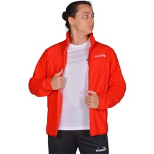 Diadora Imola - Erkek Kırmızı Pamuklu Tam Fermuarlı Spor Sweatshirt - DDTAM1050049