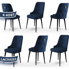 Enoa Serisi Babyface Kumaş Siyah Gürgen Ayaklı 6 Adet Sandalye Gold Halkalı