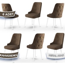 Canisa Concept Newa Serisi  Babyface Kumaş Kahve Metal Ayaklı Gümüş Halkalı 6 Adet Sandalye