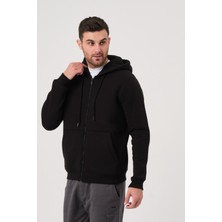 Unisex Fermuarlı Kanguru Cep 3 İplik Sweatshirt İçi Polar