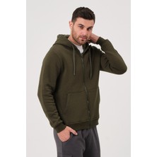 Unisex Fermuarlı Kanguru Cep 3 İplik Sweatshirt İçi Polar
