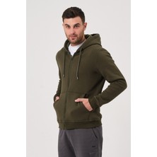 Unisex Fermuarlı Kanguru Cep 3 İplik Sweatshirt İçi Polar