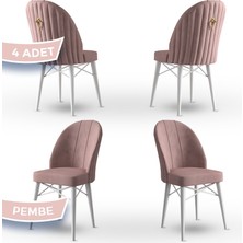Canisa Concept Ritim Serisi, Babyface Ithal Kumaş, 4 Adet Sandalye, Beyaz Gürgen Ayak, Gold Halkalı