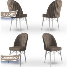 Canisa Concept Ritim Serisi, Babyface Ithal Kumaş, 4 Adet Sandalye, Beyaz Gürgen Ayak, Gold Halkalı