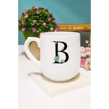 Çiçek Desenli B Harfli Kupa Bardak Oval