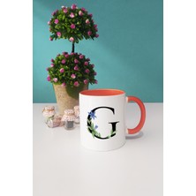 Hedizu Çiçek Desenli G Harfli Kupa Bardak Turuncu