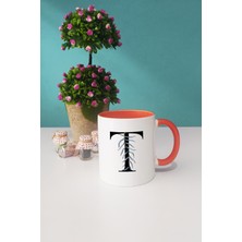 Hedizu Çiçek Desenli T Harfli Kupa Bardak Turuncu