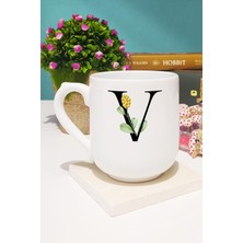 Hedizu Çiçek Desenli V Harfli Kupa Bardak Oval