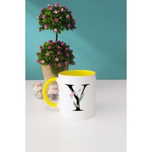 Hedizu Çiçek Desenli Y Harfli Kupa Bardak Sarı