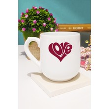 Love Kalp Sevgiliye Hediye Kupa Bardak Oval