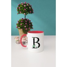 Hedizu Çiçek Desenli B Harfli Kupa Bardak Kırmızı