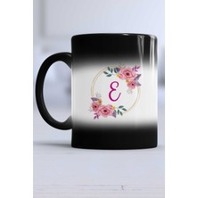 Hedizu Çiçekli E Harfli Kupa Bardak Sihirli