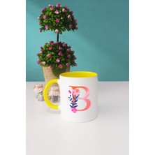 Hedizu Özel Tasarım B Harfli Kupa Bardak Sarı