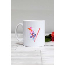 Hedizu Özel Tasarım V Harfli Kupa Bardak Beyaz