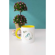 Hedizu Çiçekli O Harfli Kupa Bardak Sarı