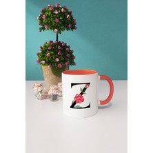 Çiçek Desenli Z Harfli Kupa Bardak Turuncu