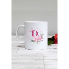 Hedizu Çiçekli D Harfli Kupa Bardak Beyaz