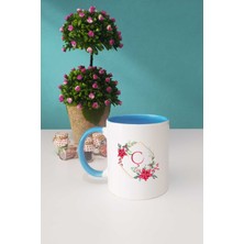 Hedizu Çiçekli Ç Harfli Kupa Bardak Mavi