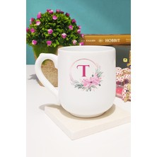 Çiçekli T Harfli Kupa Bardak Oval