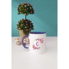 Hedizu Çiçekli C Harfli Kupa Bardak Lacivert