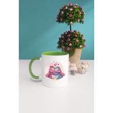 Sevgililer Günü Hediyesi Penguenler Kupa Bardak Yeşil