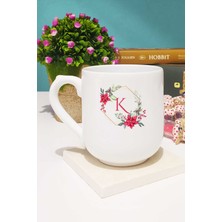 Hedizu Çiçekli K Harfli Kupa Bardak Oval