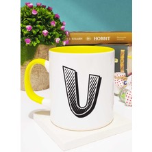 Harf Tasarımlı U Harfli Kupa Bardak Sarı