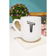 Hedizu Harf Tasarımlı T Harfli Kupa Bardak Oval