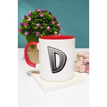 Harf Tasarımlı D Harfli Kupa Bardak Kırmızı