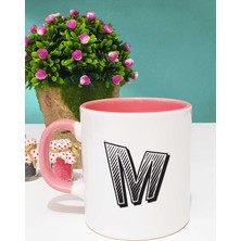 Harf Tasarımlı M Harfli Kupa Bardak Pembe