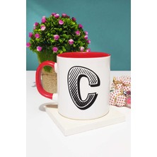 Hedizu Harf Tasarımlı C Harfli Kupa Bardak Kırmızı