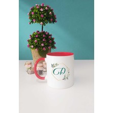 Hedizu Çiçekli D Harfli Kupa Bardak Kırmızı