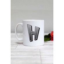 Harf Tasarımlı H Harfli Kupa Bardak Beyaz