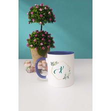 Hedizu Çiçekli x Harfli Kupa Bardak Lacivert