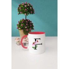 Hedizu Çiçekli F Harfli Kupa Bardak Kırmızı