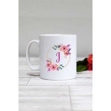 Hedizu Çiçekli I Harfli Kupa Bardak Beyaz