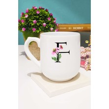 Hedizu Çiçekli F Harfli Kupa Bardak Oval