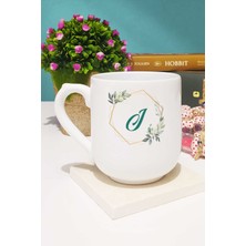 Çiçekli J Harfli Kupa Bardak Oval