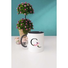 Hedizu Çiçekli G Harfli Kupa Bardak Siyah