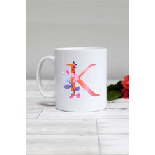 Hedizu Özel Tasarım K Harfli Kupa Bardak Beyaz