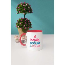 Hedizu Kadın Doğum Uzmanı Hediye Kupa Bardak Kırmızı